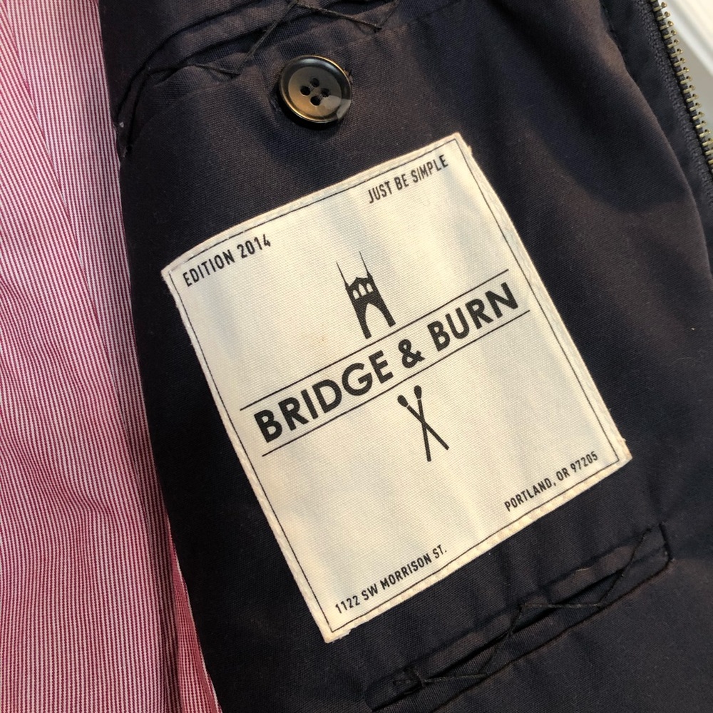 Bridge and Burn raincoat, navy, size S, gently worn